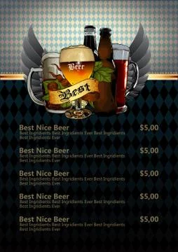 Beer menu Illustrazione stock