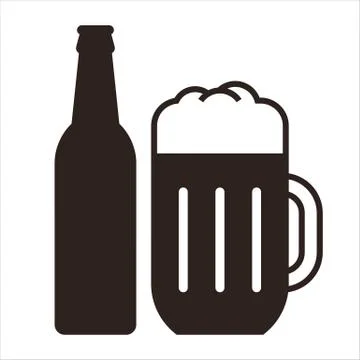 Beer mug and bottle Stock Illustration