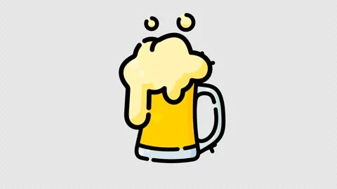 Beer mug filled with a refreshing frothy golden beverage and bubbly carbonation Stockbeeldmateriaal 345632389