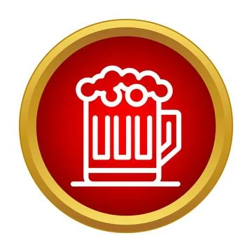 Beer mug flat icon on red background Stock Illustration