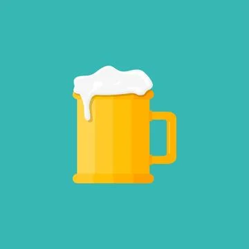 Beer mug with foam in flat style Stock Illustration