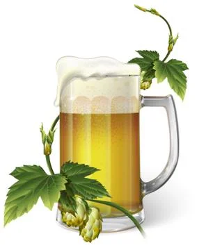 Beer mug, hops, vector Stock Illustration