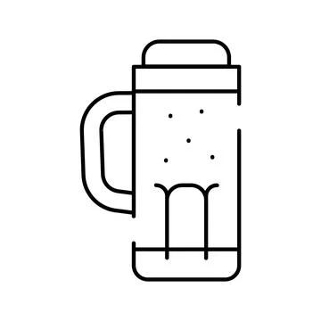 Beer mug icon featuring foam and bubbles outline Stock Illustration