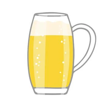 Beer mug isolated on white background. Beer in glass mug with foam and bubbles Stock Illustration