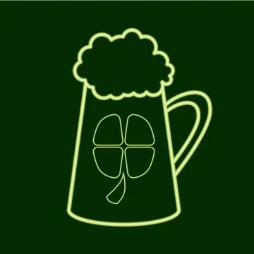 Beer mug with a leaf of clover. St.Patrick s Day. Stock Illustration