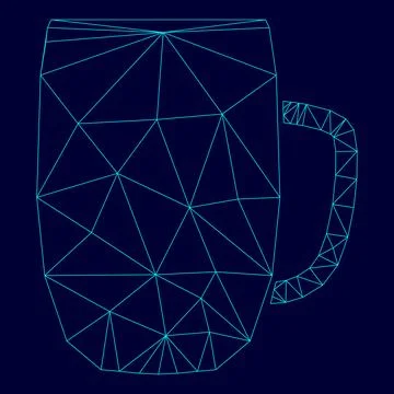 Beer mug low poly triangulation triangulated polygonal electric cyan blue vib Stock Illustration