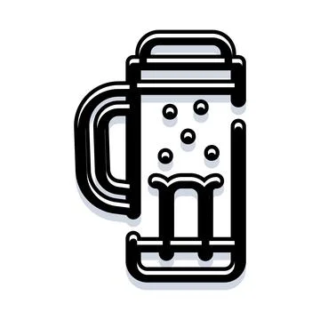 Beer mug outline icon with bubbles イラスト素材