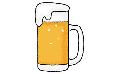 Beer mug overflowing with bubbles in a hand-painted, analog touch Stock Illustration