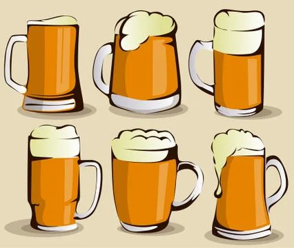 Beer mug set Stock Illustration
