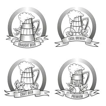 Beer Mug Set Stock Illustration