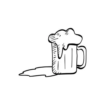 Beer mug with shadow vector illustration sketch hand drawn with black lines i Stock Illustration