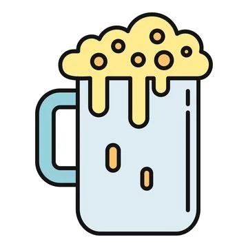 Beer mug vector icon having frothy head and bubbles Stock Illustration