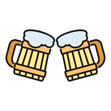 Beer mugs clinking in celebration during a toast Stock Illustration