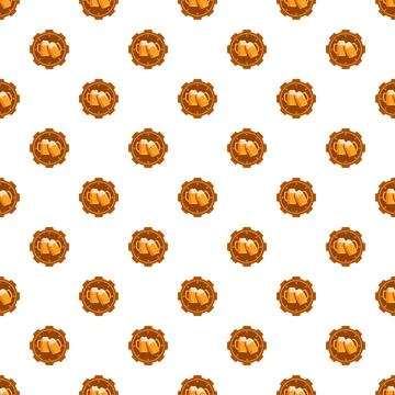 Beer mugs clinking inside gear seamless pattern Stock Illustration
