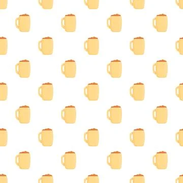 Beer mugs creating seamless pattern on white background Stock Illustration
