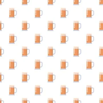 Beer mugs flat design seamless pattern background 스톡 일러스트