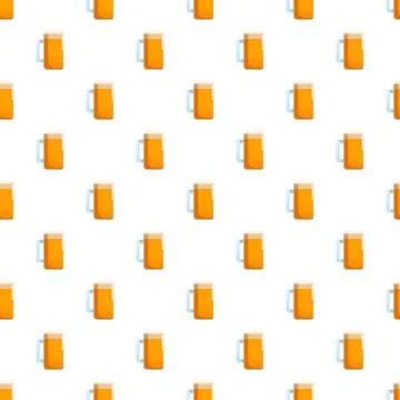 Beer mugs pattern on white background repeating design Stock Illustration