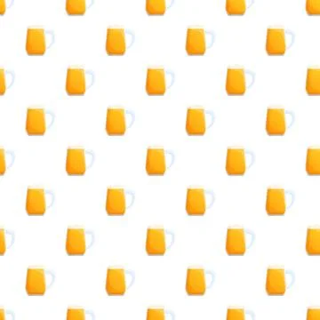 Beer mugs repeating pattern showcasing beverage alcohol Stock Illustration