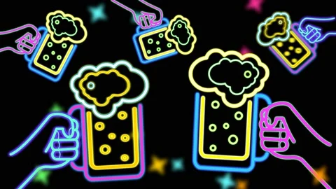 Beer, neon bright light. Stock Footage 155066160