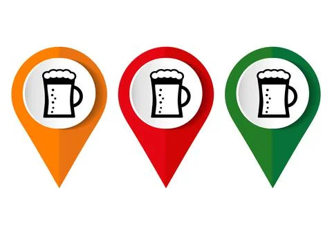 Beer, note concept vector icon set, flat design pointers, infographic templat イラスト素材