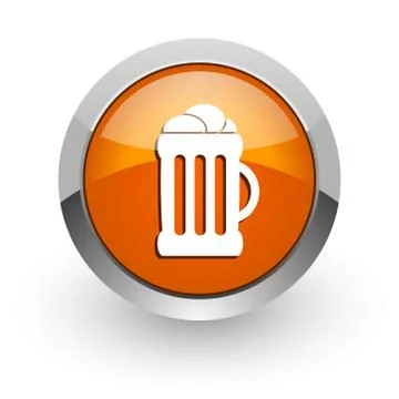 Beer orange glossy web icon Stock Illustration