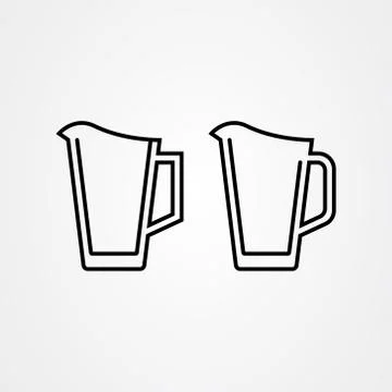 Beer pitcher vector icon in outline/line style Illustrazione stock