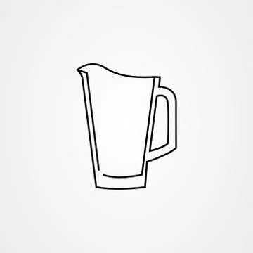 Beer pitcher vector icon in outline/line style Stock Illustration