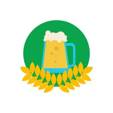 Beer Pitcher in Wheat Emblem Stock Illustration