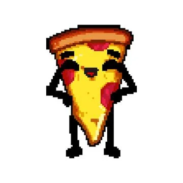 Beer pizza slice character pixel art vector illustration Stock Illustration