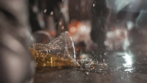 Beer in plastic glass falling on the ground at a concert. Stock Footage 219618168