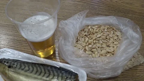 Beer in a plastic glass Video stock 168157749