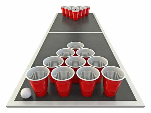 Beer pong table Front view 3D Stock Illustration