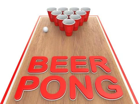 Beer pong text with plastic cups 3D 스톡 일러스트