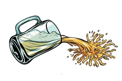 Beer is poured from the mug Illustrazione stock