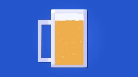 Beer pouring motion graphics, keyable bubbly orange larger blue Stockbeeldmateriaal 69246023