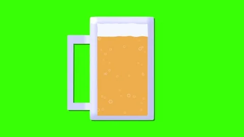 Beer pouring motion graphics, keyable bubbly orange larger green screen Stock Footage 69246034