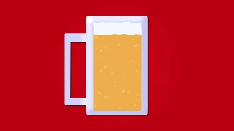 Beer pouring motion graphics, keyable bubbly orange larger red Stock Footage 69246099