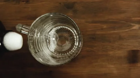 Beer pouring top view.  Stock Footage 85677485