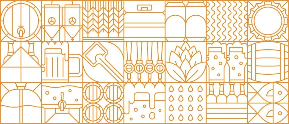 Beer production brewing process geometric pattern Stock Illustration
