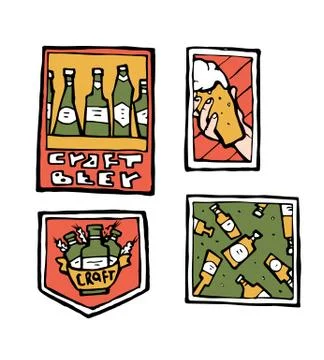Beer pub posters, stickers, emblems Stock Illustration