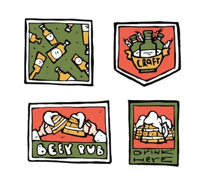Beer pub posters, stickers, emblems Stock Illustration