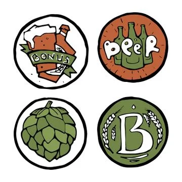 Beer pub posters, stickers, emblems Stock Illustration