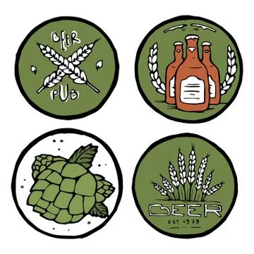Beer pub posters, stickers, emblems Stock Illustration