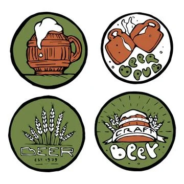 Beer pub posters, stickers, emblems Stock Illustration