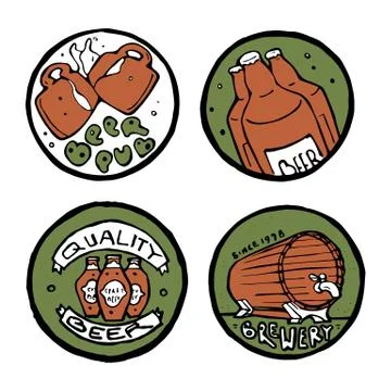 Beer pub posters, stickers, emblems Stock Illustration
