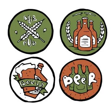 Beer pub posters, stickers, emblems Illustrazione stock