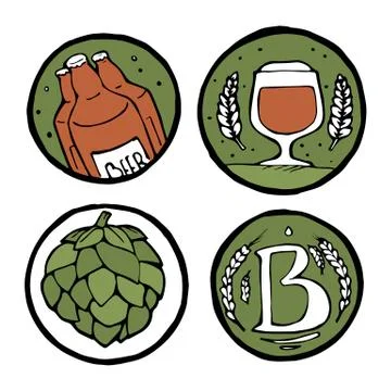 Beer pub posters, stickers, emblems Stock Illustration