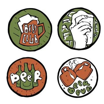 Beer pub posters, stickers, emblems Stock Illustration
