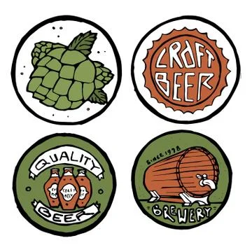 Beer pub posters, stickers, emblems Stock Illustration