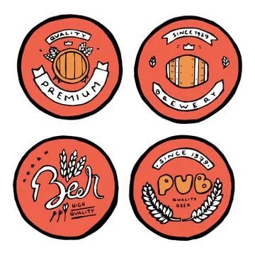 Beer pub posters, stickers, emblems Stock Illustration